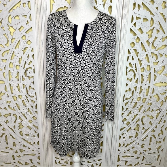 DVF Navy & Off White Silk Printed Reina Tunic Dress - Picture 3 of 10